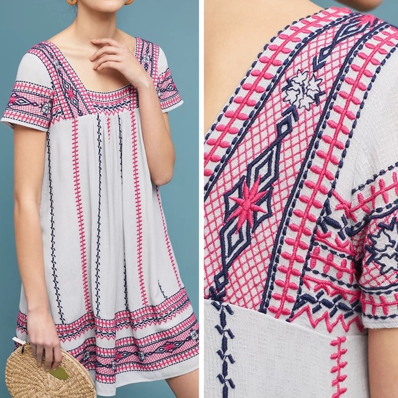 Anthropologie Dresses & Skirts - Anthropologie Embroidered Swing Dress Sz S EUC